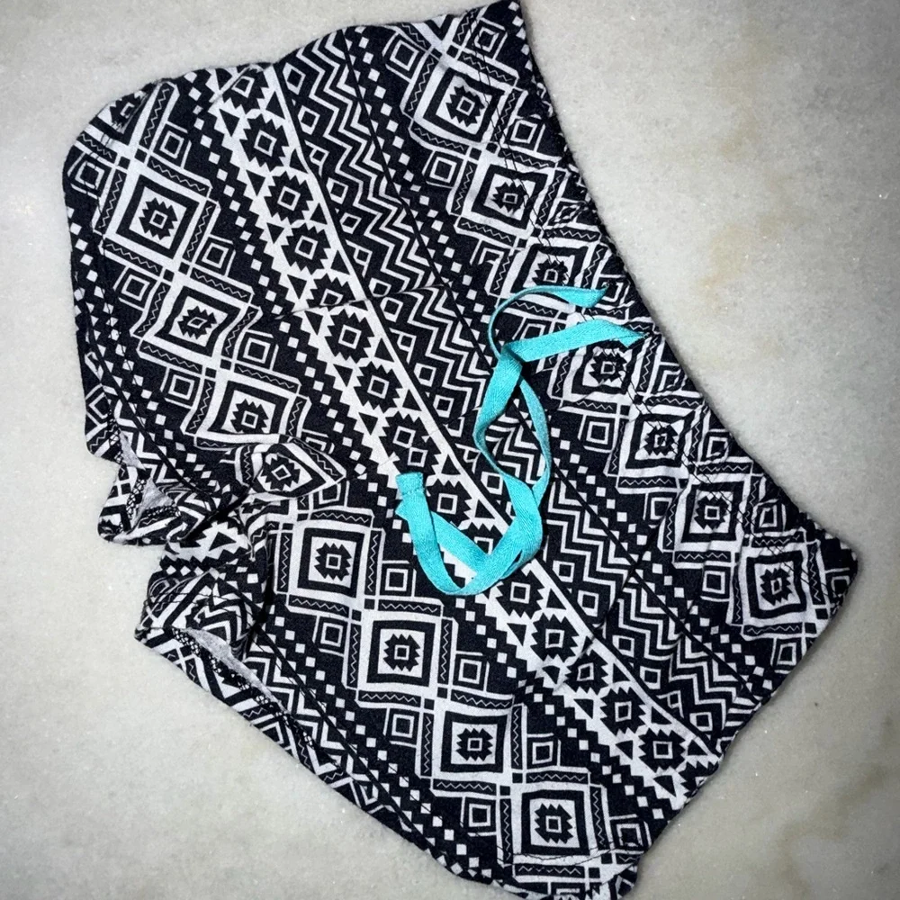 Justice Girls Aqua Blue and Black Aztec Pajama Set